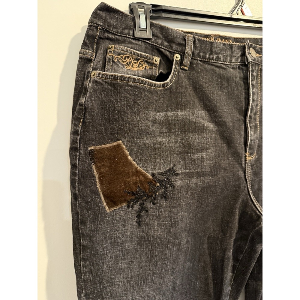 Lauren Jeans Co., Ralph Lauren Y2K Vintage Size 16 Black With Decorative Patches - Picture 4 of 16